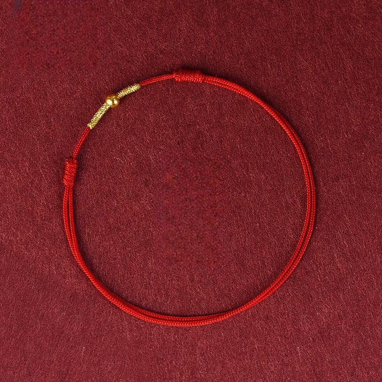 Pure Red Cord Golden Bead Braceletes Anklet