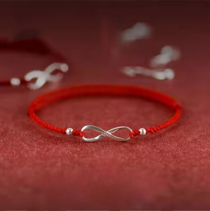 Eternal Infinity Red String Anklet - Sterling Silver Protection & Luck Charm